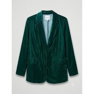 Gibson & Latimer XXL Womens Plus Green Velvet Blazer Dressy Formal Holiday
